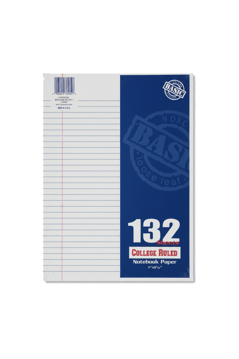 132 Sheet, Notebook Paper, 11 x 81/2