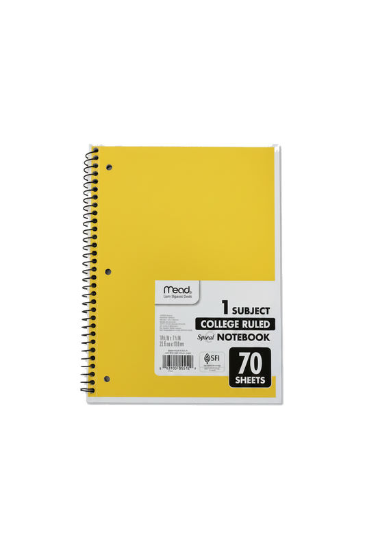 1 Subject College Ruled Notebook