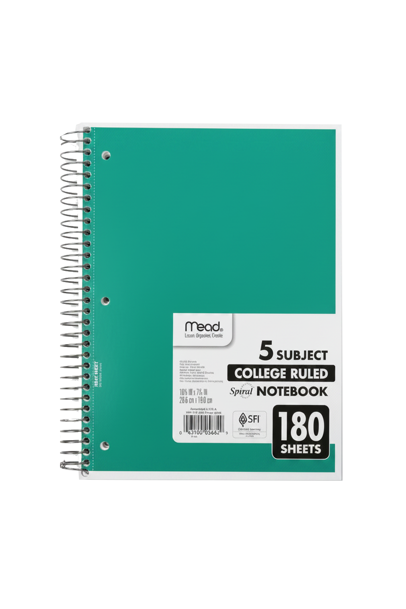 5 Subject College Ruled Notebook